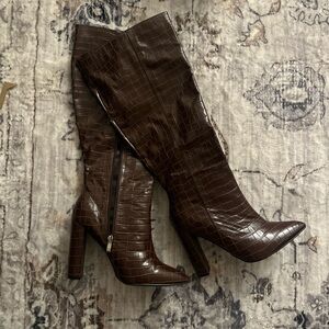 Brown knee high boots